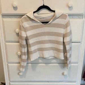 NWOT moon & madison Cream and Tan Striped Sweater
